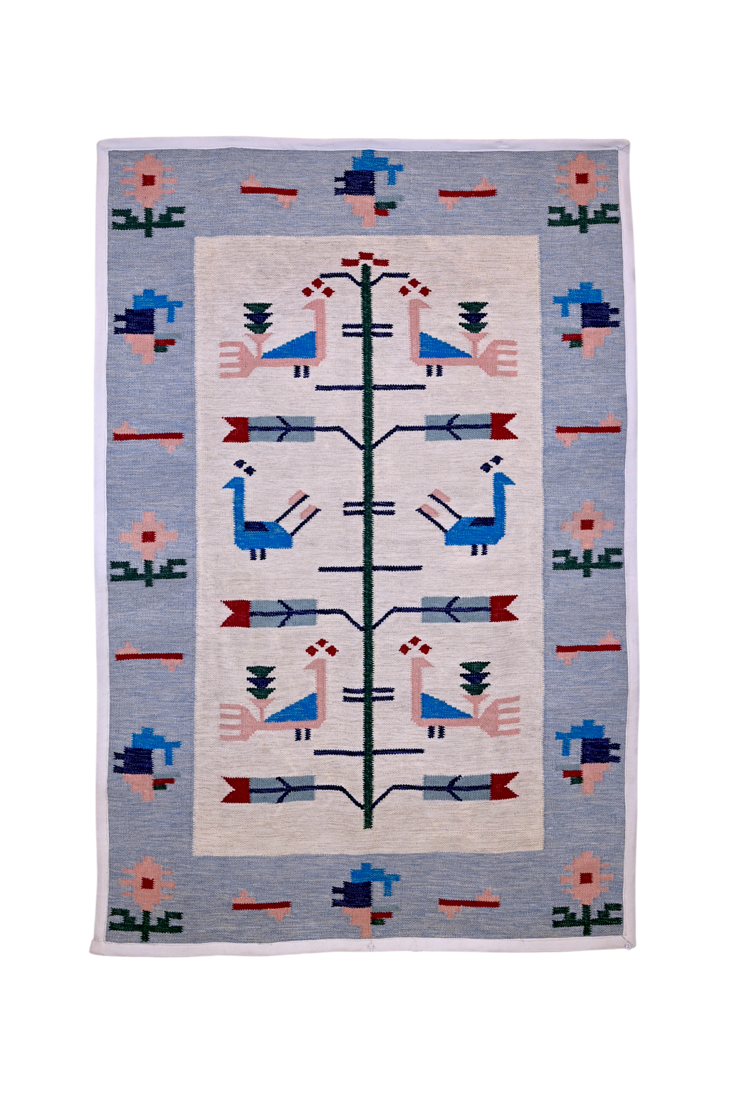 Swedish Kilim with Tree of Life & Peacocks | 3'6" x 5'2" | c. 1950s