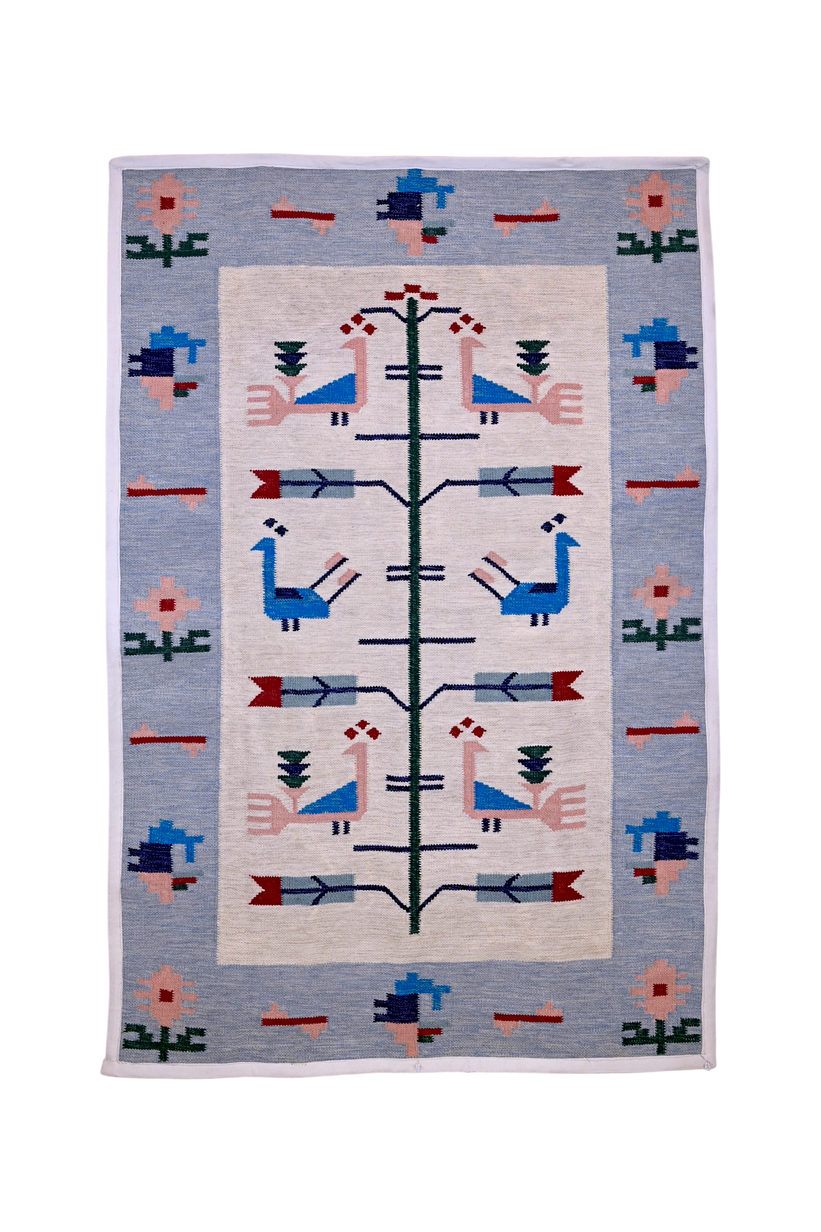 Swedish Kilim with Tree of Life & Peacocks | 3'6" x 5'2" | c. 1950s