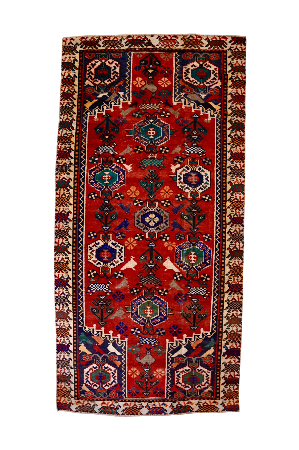 Qashqai Animal Motif Rug | 4'6" x 9'5" | c. 1950s–1960s