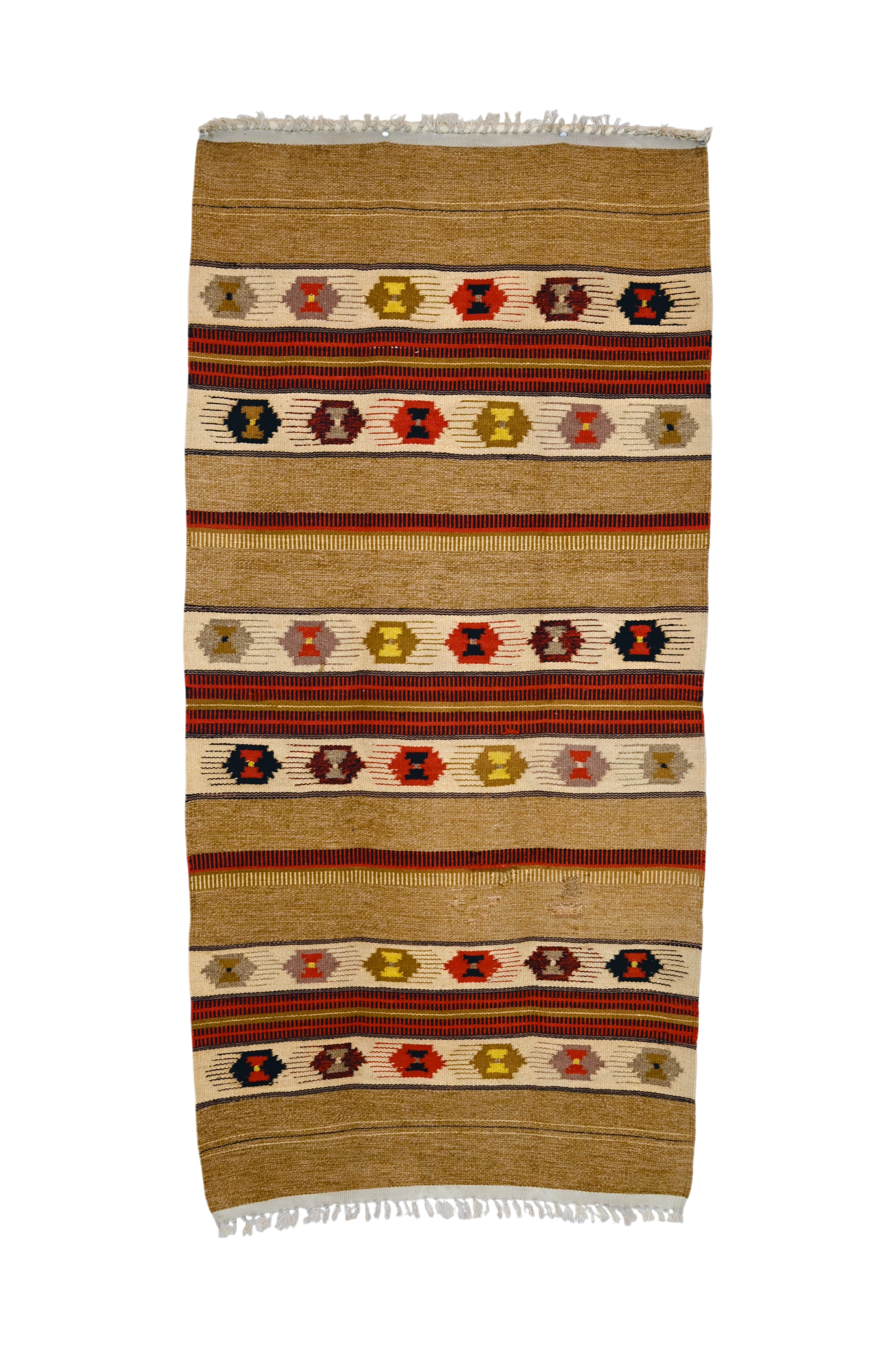 Mid-Century Mexican Saltillo Kilim | 5'4" x 2'6" | c. 1950–1960