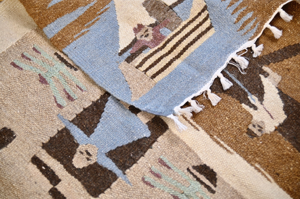 African Lesotho Village Scene Wall Tapestry | 3'8" × 2'1" | c. Mid–Late 20th Century