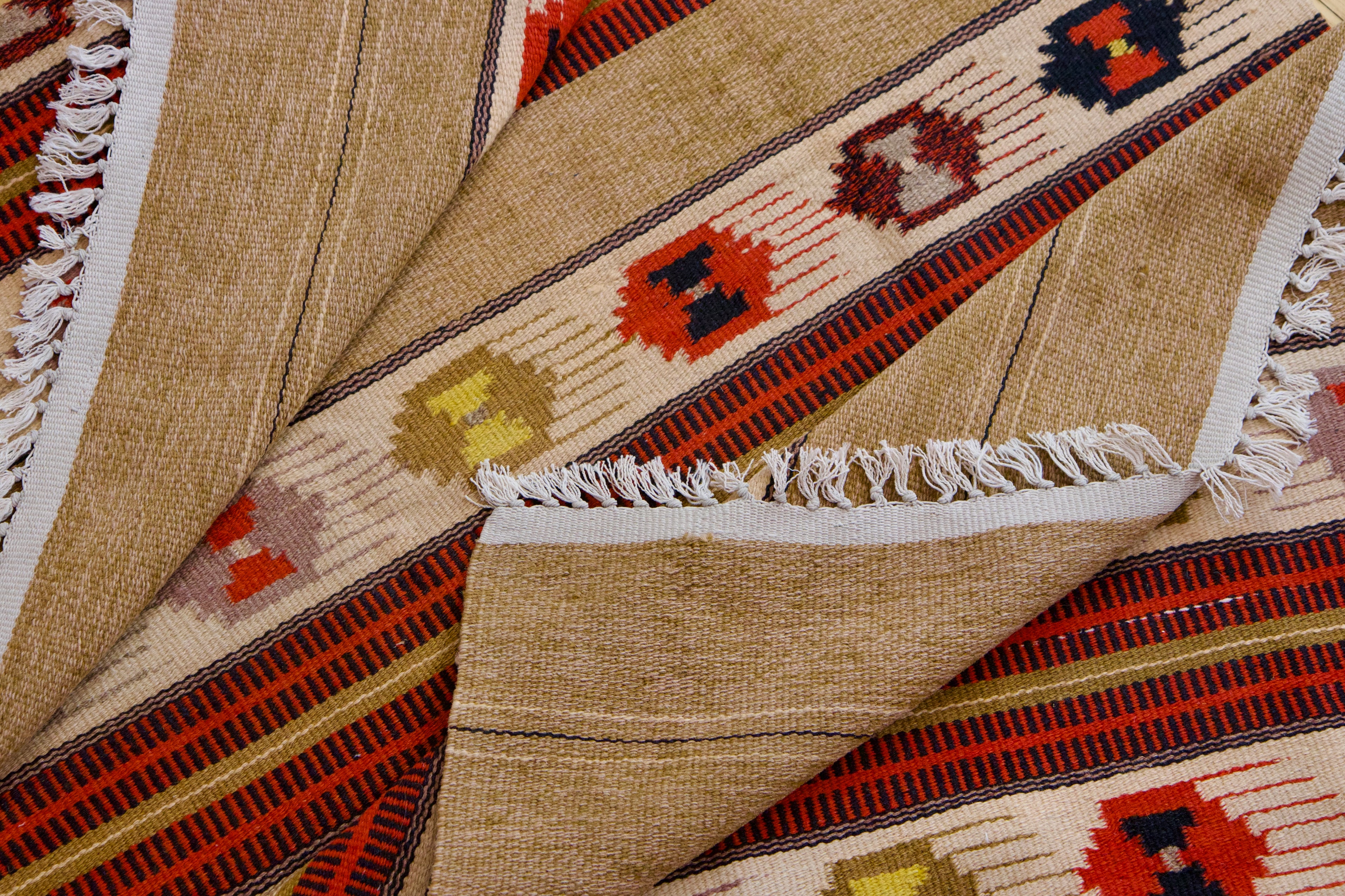 Mid-Century Mexican Saltillo Kilim | 5'4" x 2'6" | c. 1950–1960