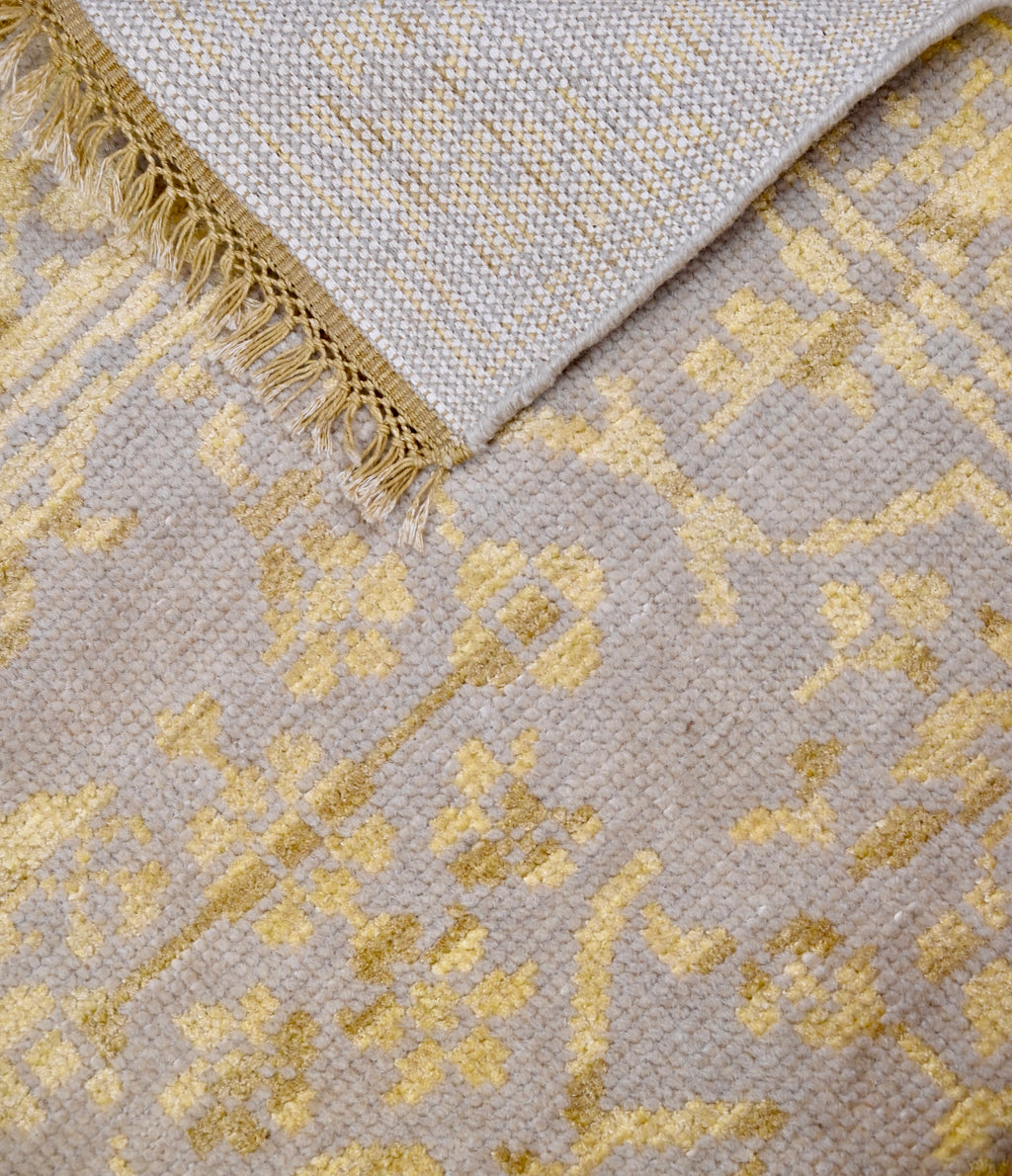 Luminous Wool & Silk Floral Rug | 3' x 5' | c. 2000s–2020s