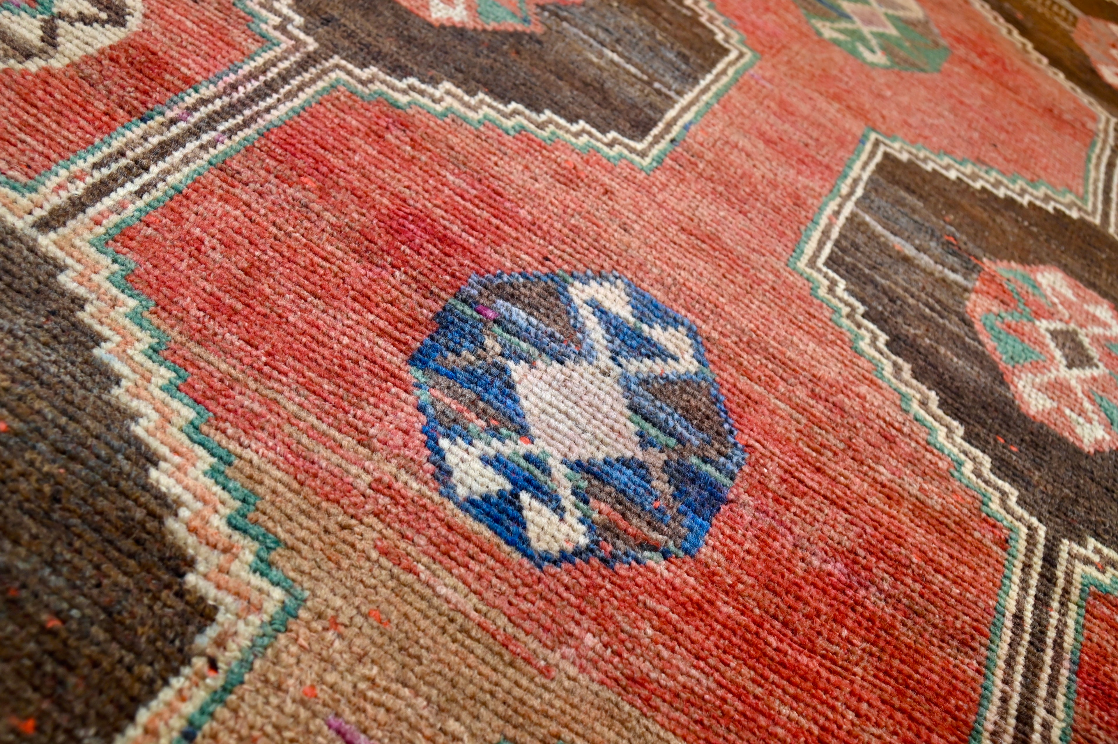 Antique Tribal Runner with Hexagonal Medallions | 3'6" x 8'4" | c. 1880s-1890s