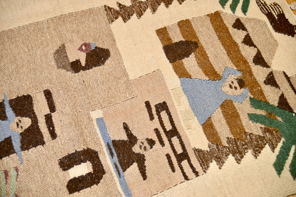 African Lesotho Village Scene Wall Tapestry | 3'8" × 2'1" | c. Mid–Late 20th Century