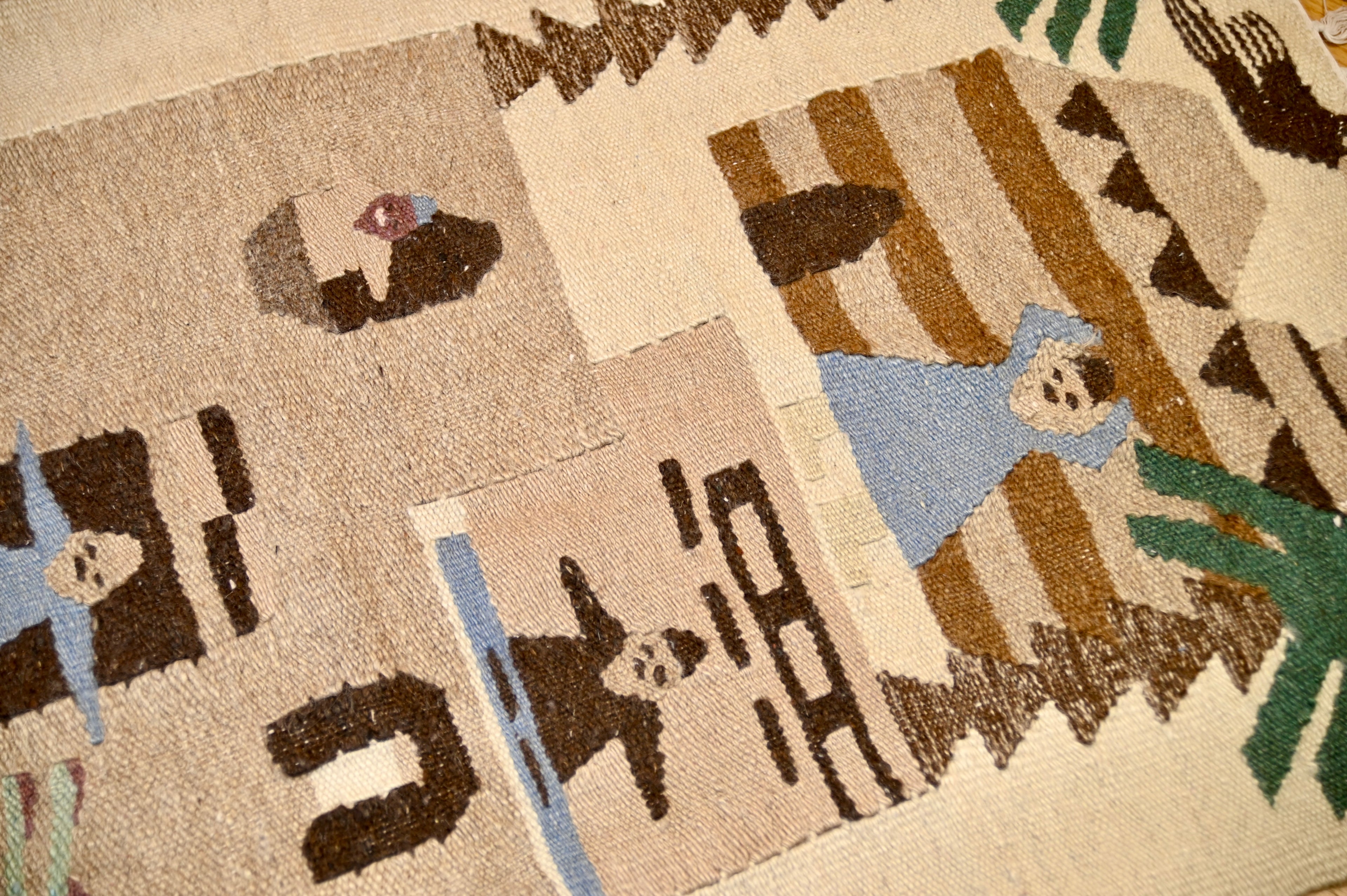 African Lesotho Village Scene Wall Tapestry | 3'8" × 2'1" | c. Mid–Late 20th Century