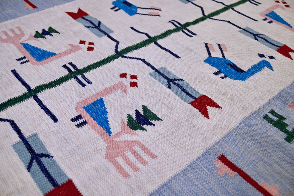 Swedish Kilim with Tree of Life & Peacocks | 3'6" x 5'2" | c. 1950s