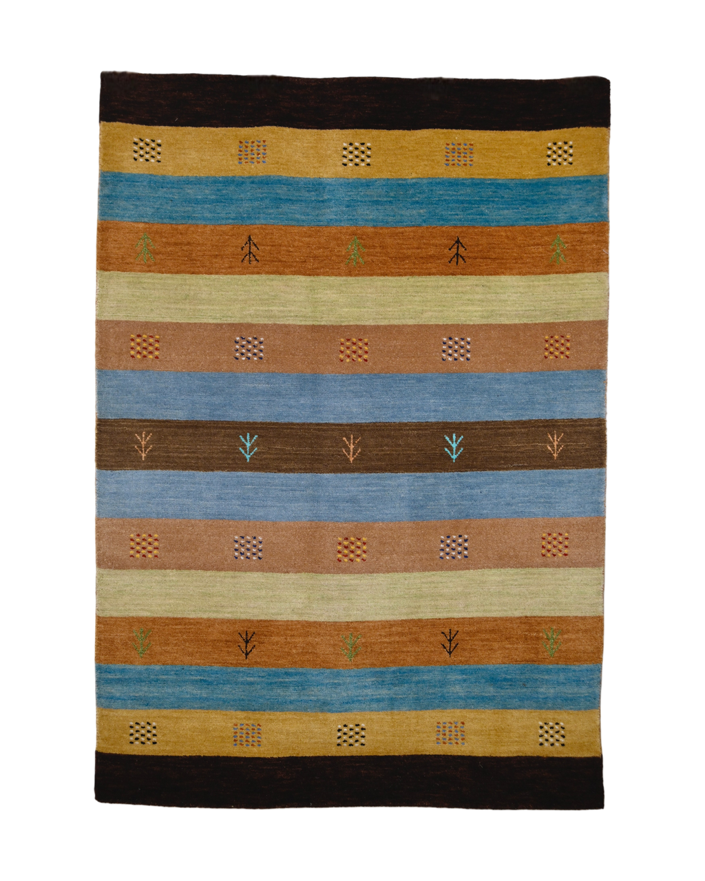 Striped Gabbeh Rug with Tribal Motifs | 4'1" x 5'10" | c. 1990s