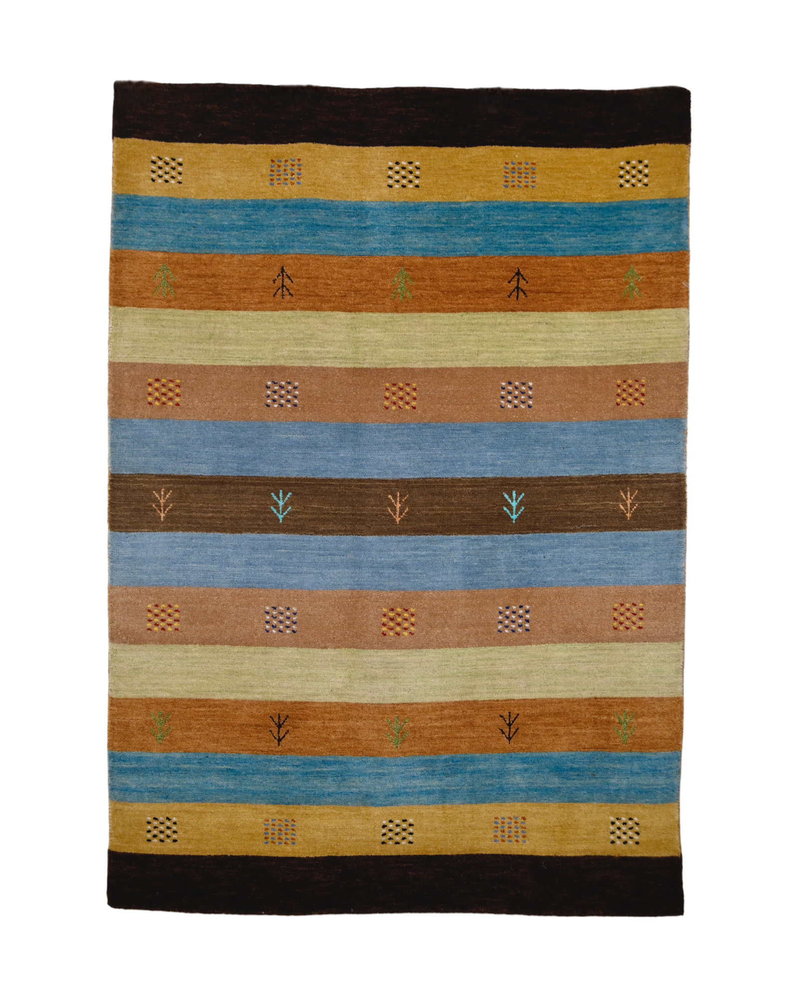 Striped Gabbeh Rug with Tribal Motifs | 4'1" x 5'10" | c. 1990s