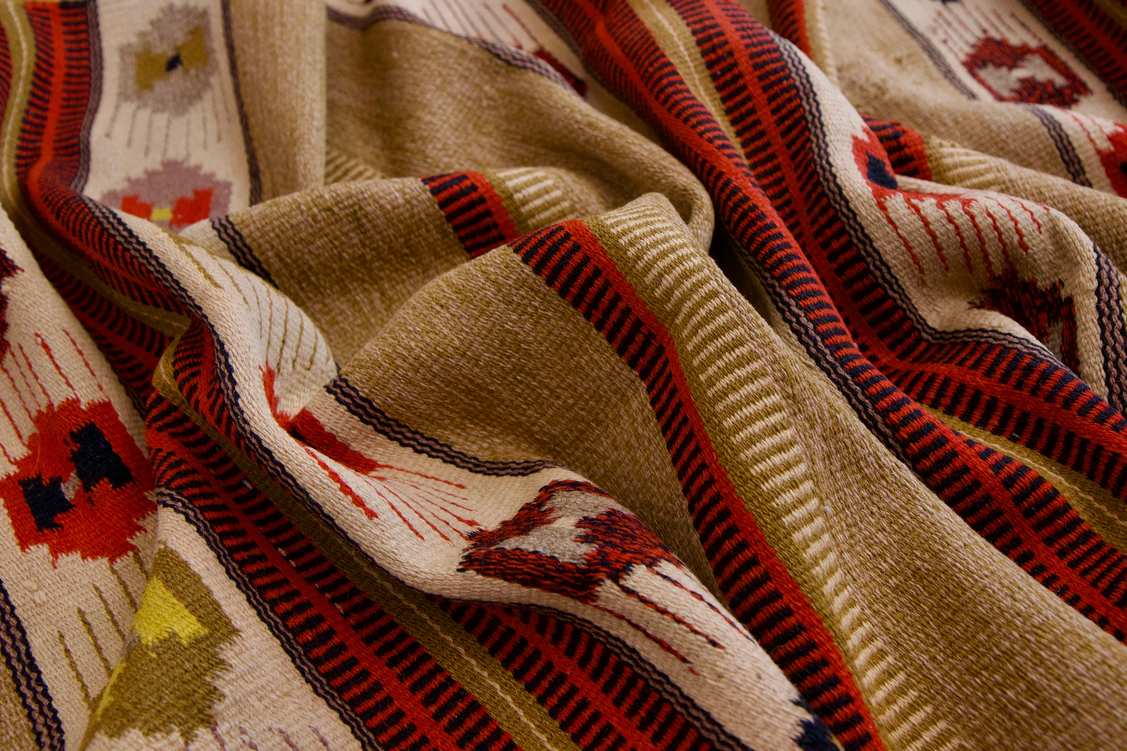 Mid-Century Mexican Saltillo Kilim | 5'4" x 2'6" | c. 1950–1960