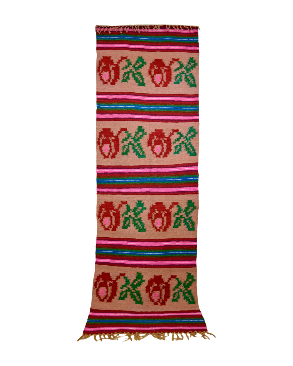 Vintage Mexican Zapotec Flower Kilim Runner | 2'6" x 7'6" | c. 1970s