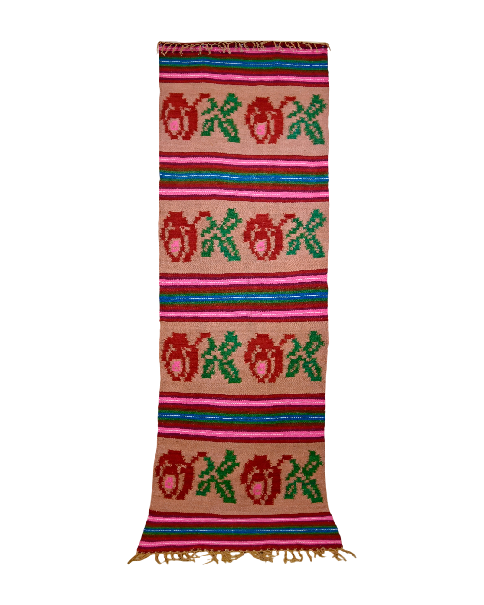 Vintage Mexican Zapotec Flower Kilim Runner | 2'6" x 7'6" | c. 1970s