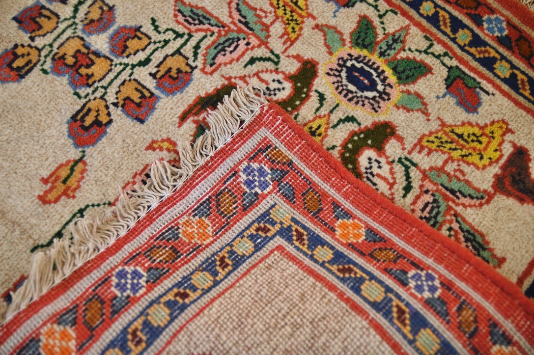 Anatolian Floral Silk Wool Accent Rug | 3'1" × 2'0" | c. 1970s