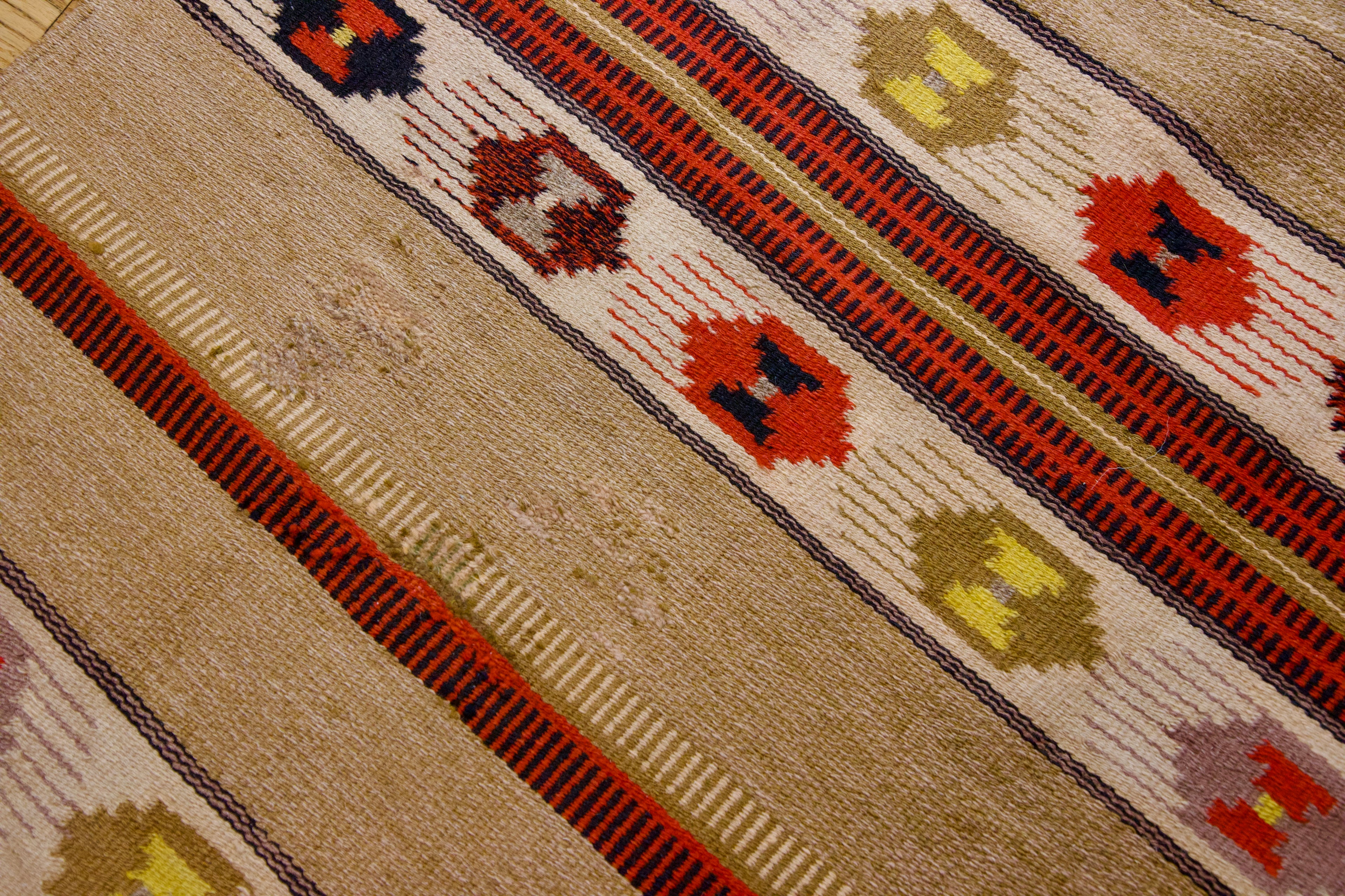 Mid-Century Mexican Saltillo Kilim | 5'4" x 2'6" | c. 1950–1960