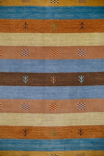 Striped Gabbeh Rug with Tribal Motifs | 4'1" x 5'10" | c. 1990s