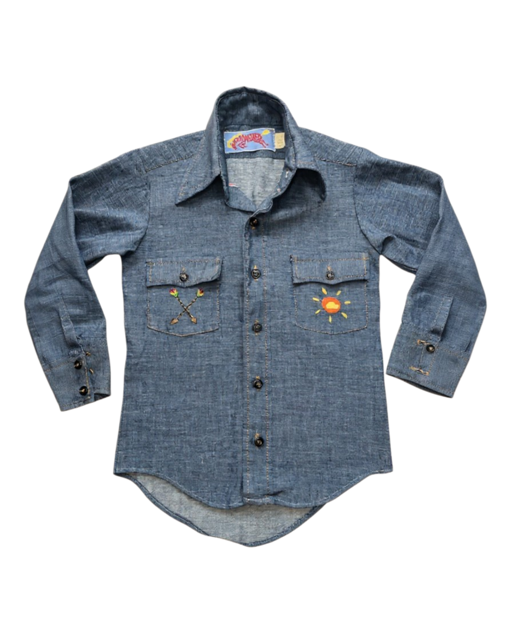 Southwestern Embroidered Denim Shirt | Youth Sz. 8 | c. 1970s