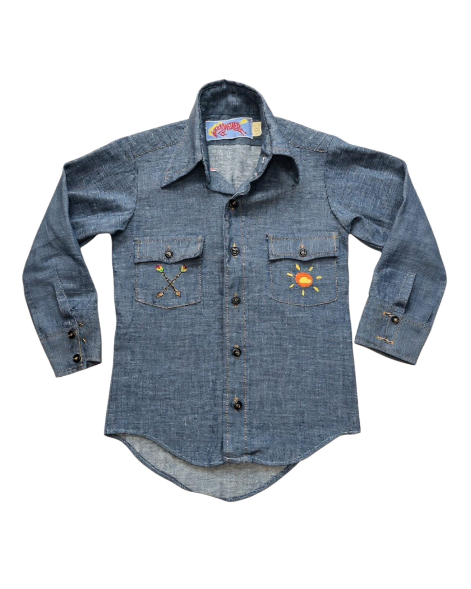 Southwestern Embroidered Denim Shirt | Youth Sz. 8 | c. 1970s