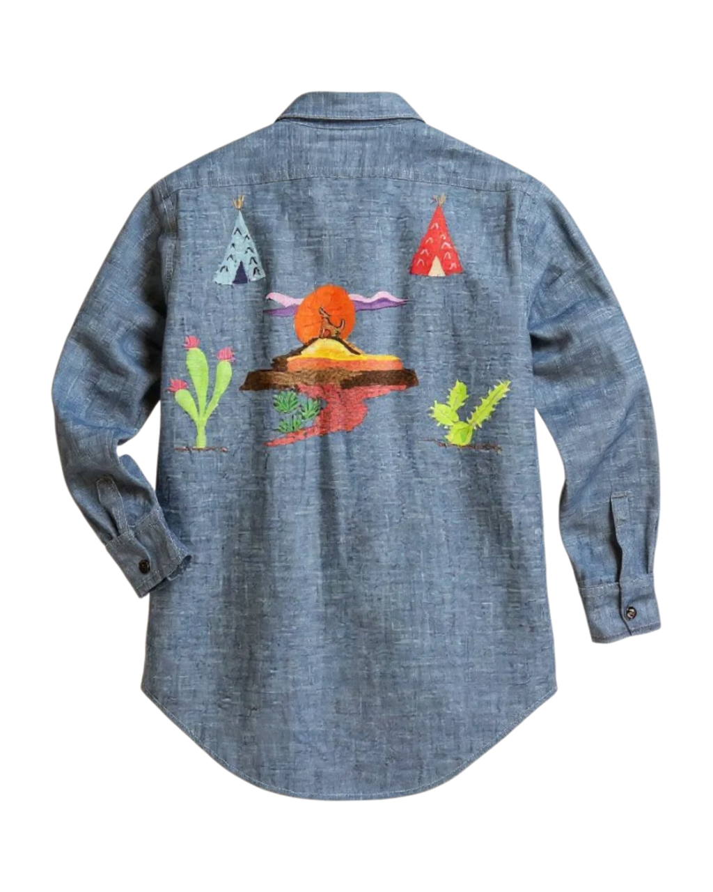 Southwestern Embroidered Denim Shirt | Youth Sz. 8 | c. 1970s