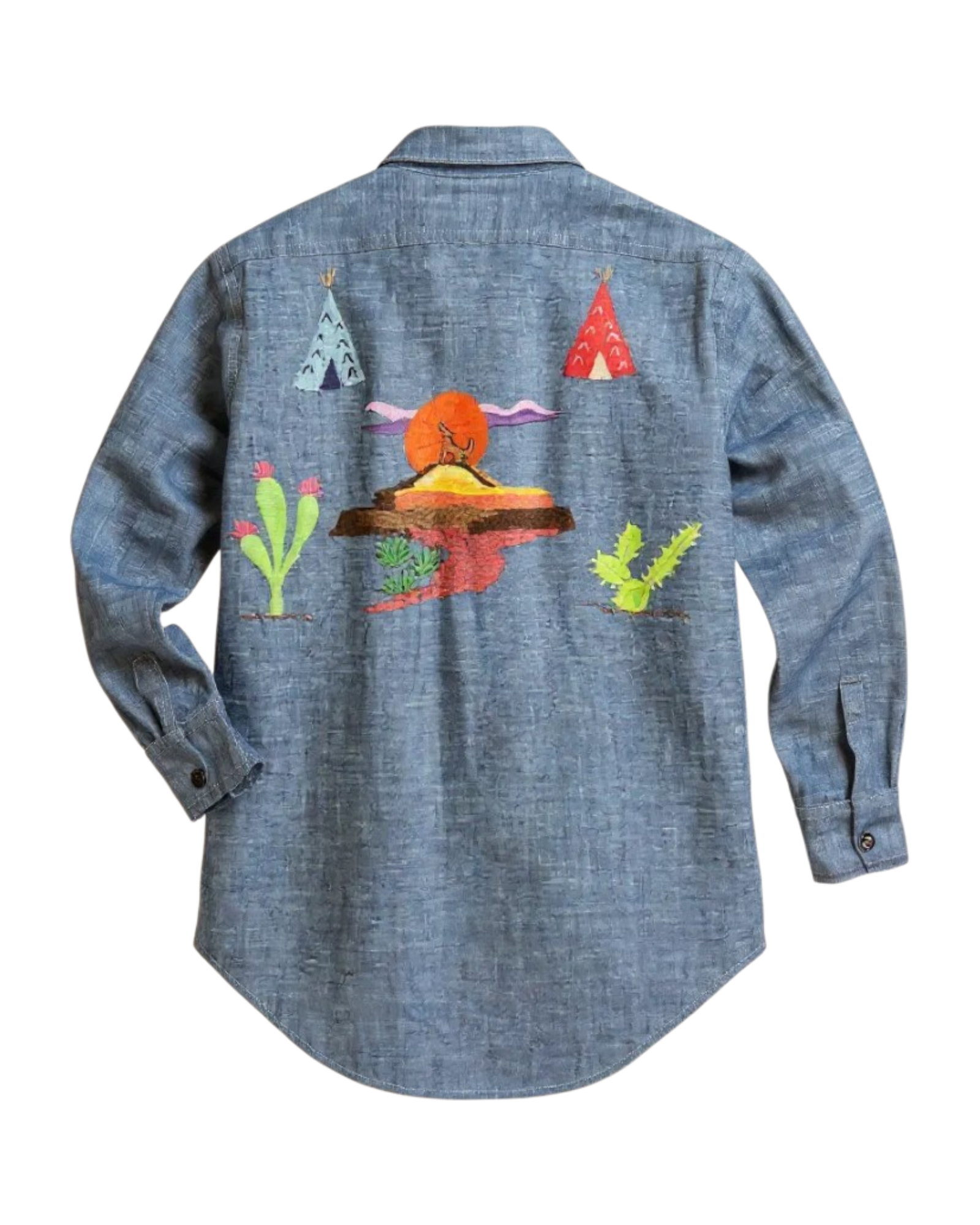 Southwestern Embroidered Denim Shirt | Youth Sz. 8 | c. 1970s