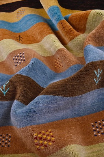 Striped Gabbeh Rug with Tribal Motifs | 4'1" x 5'10" | c. 1990s