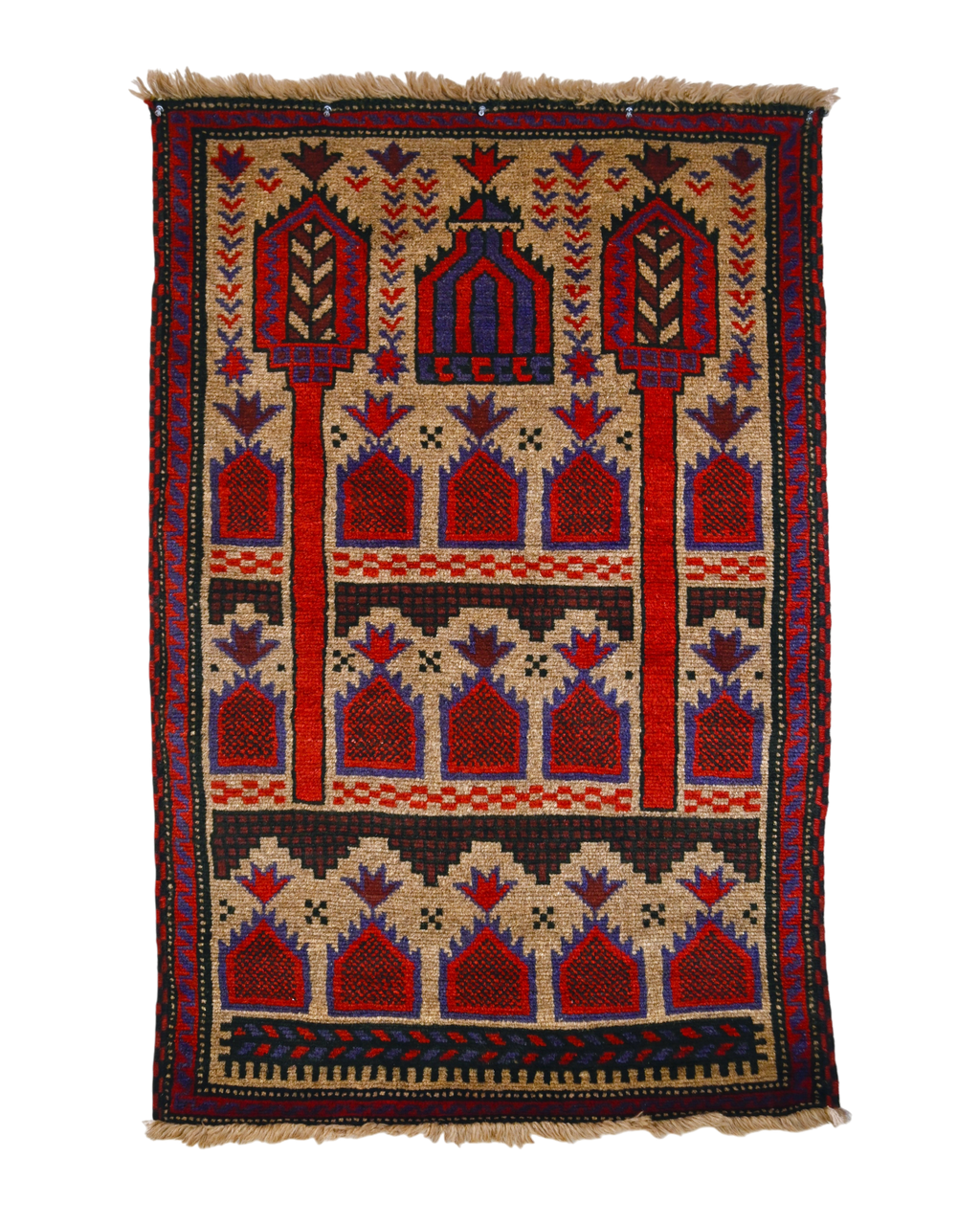 Baluch Mosque + Cypress Tree Prayer Rug | 2'10" x 4'4" | c. 1940s–1950s