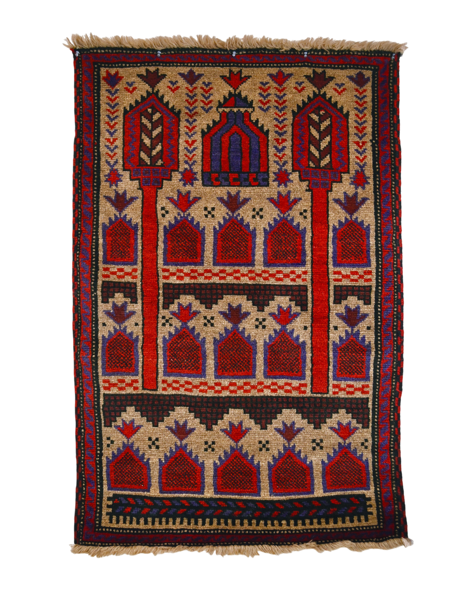 Baluch Mosque + Cypress Tree Prayer Rug | 2'10" x 4'4" | c. 1940s–1950s