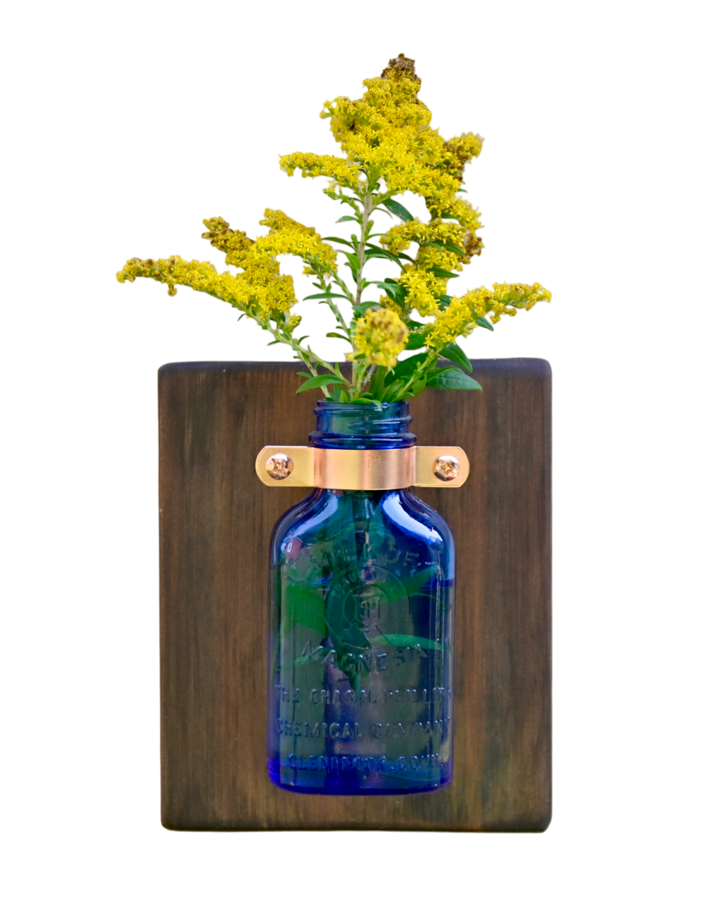 Antique Cobalt Blue Apothecary Bottle Wall Vase | 6.5" x 5.5" | c. 1900
