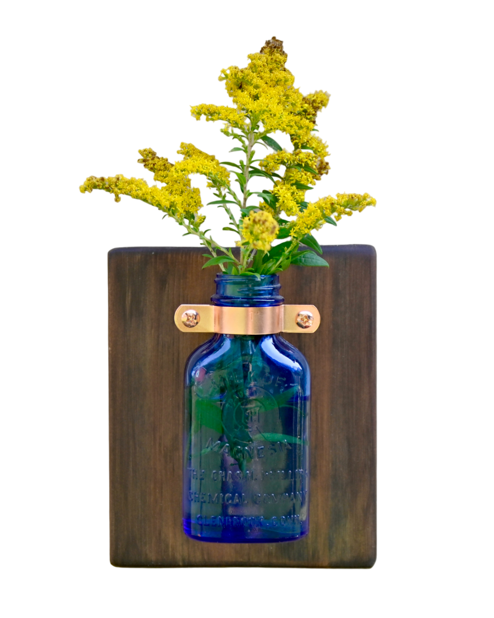 Antique Cobalt Blue Apothecary Bottle Wall Vase | 6.5" x 5.5" | c. 1900