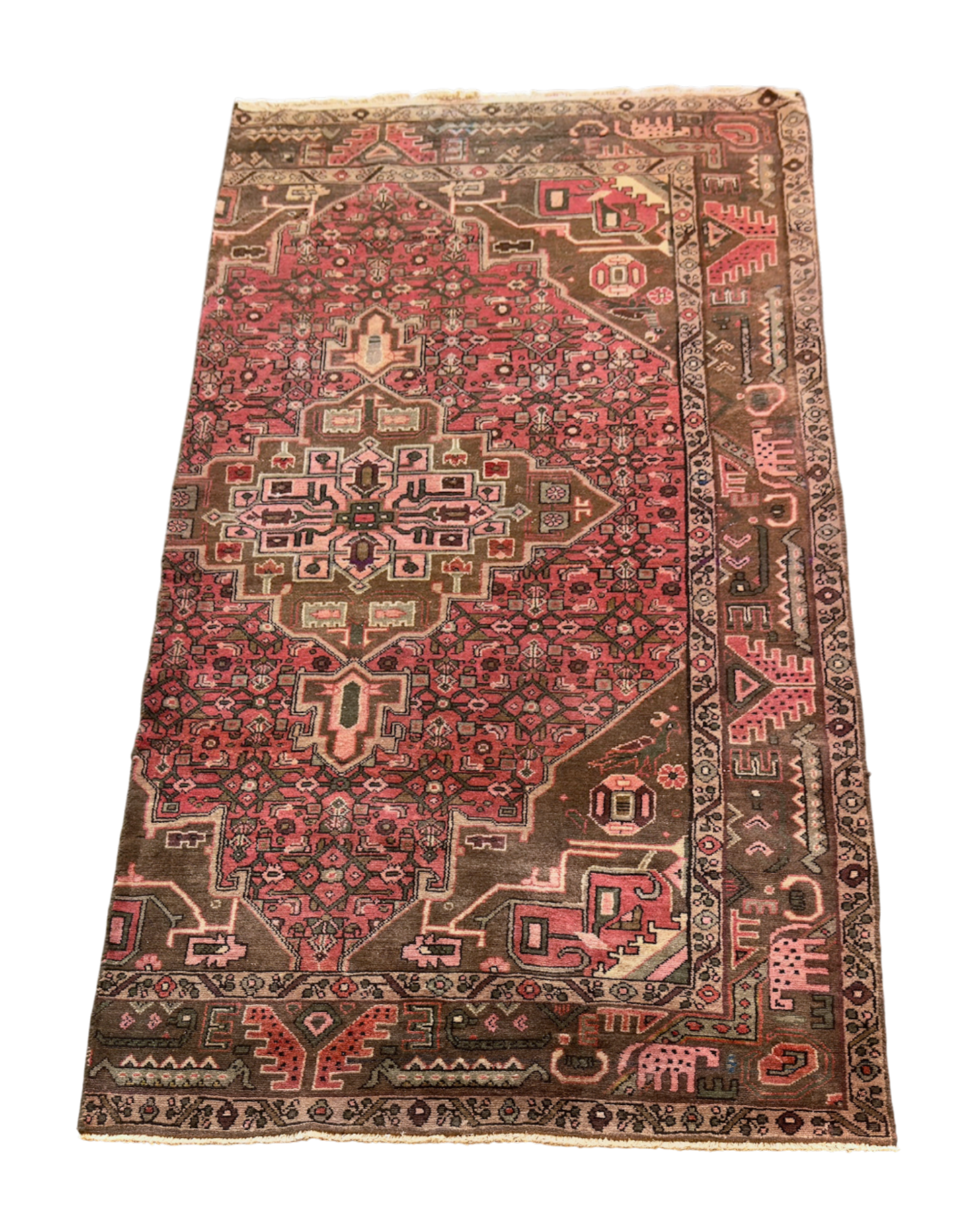 Persian Heriz Rug with Stylized Tribal Elephants | 3'5" x 7'5" | c. 1920s–1930s
