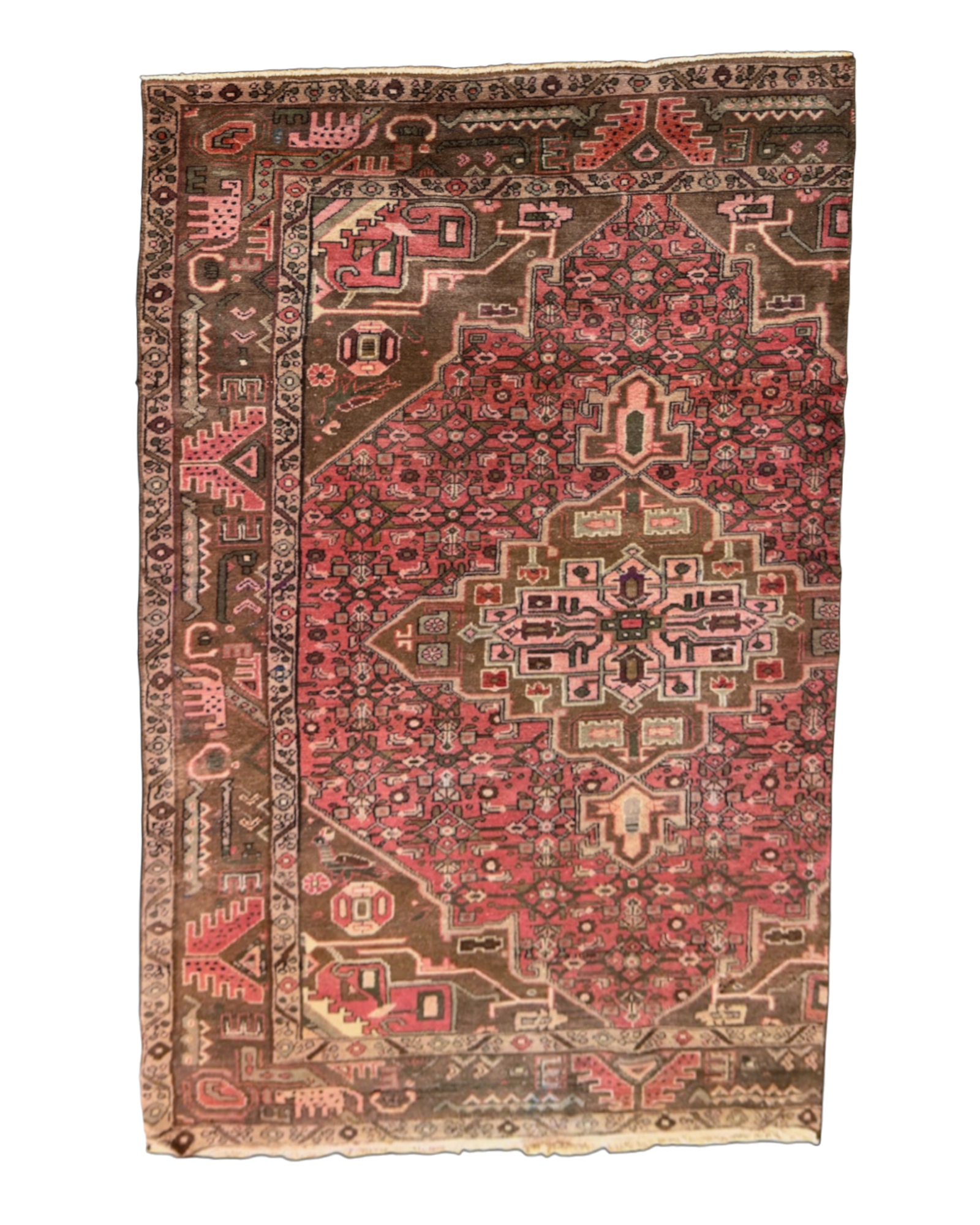Persian Heriz Rug with Stylized Tribal Elephants | 3'5" x 7'5" | c. 1920s–1930s