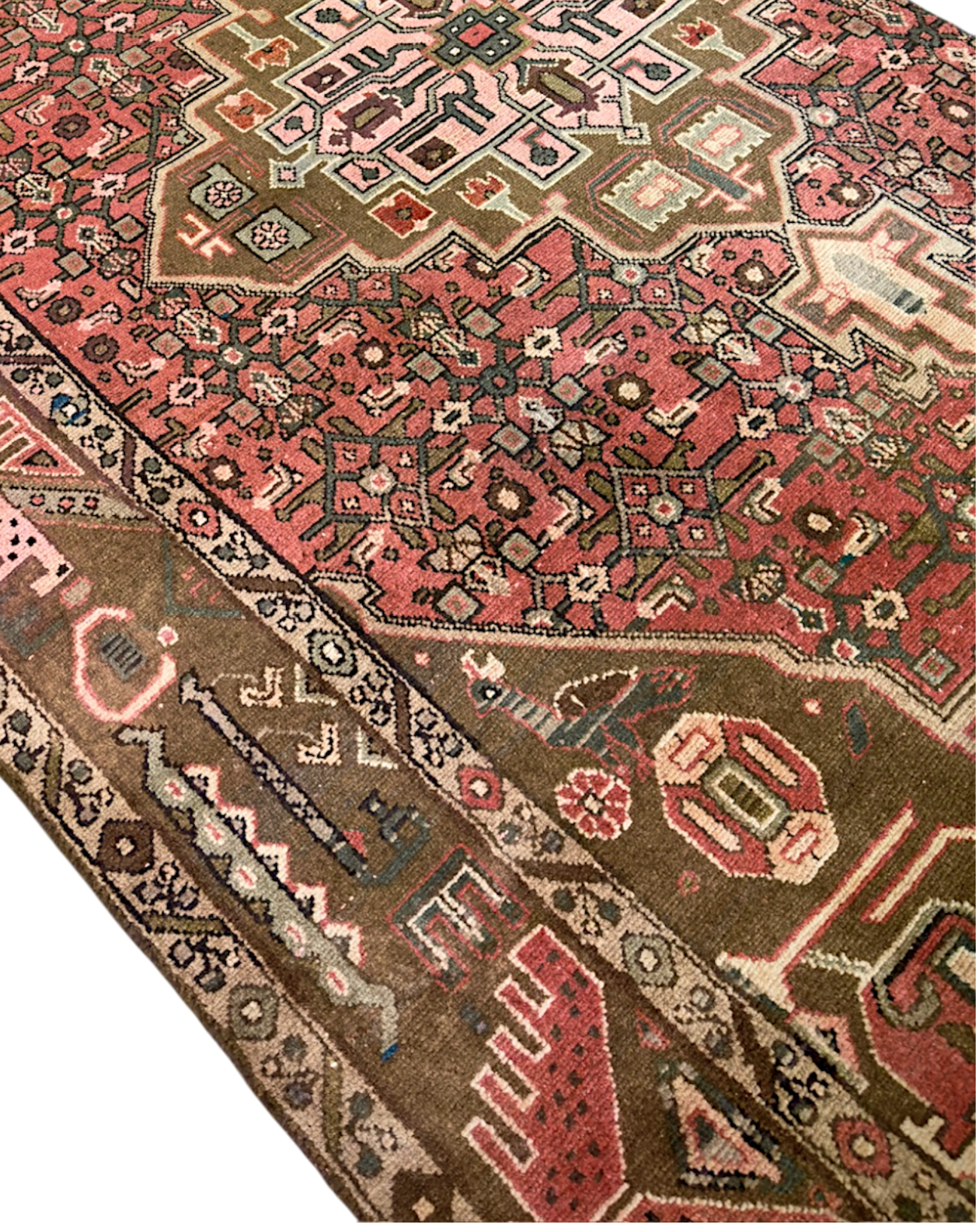 Persian Heriz Rug with Stylized Tribal Elephants | 3'5" x 7'5" | c. 1920s–1930s