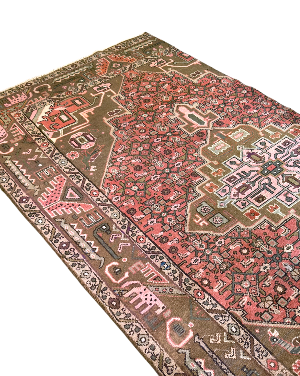 Persian Heriz Rug with Stylized Tribal Elephants | 3'5" x 7'5" | c. 1920s–1930s