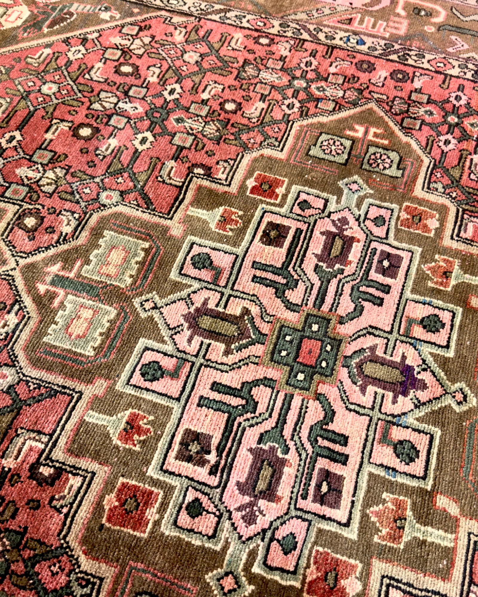 Persian Heriz Rug with Stylized Tribal Elephants | 3'5" x 7'5" | c. 1920s–1930s