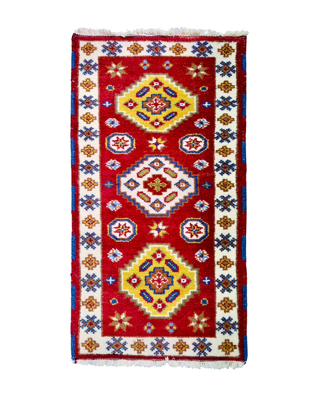 Kazak-Style Geometric Rug | 2' x 4' | c. 1970s