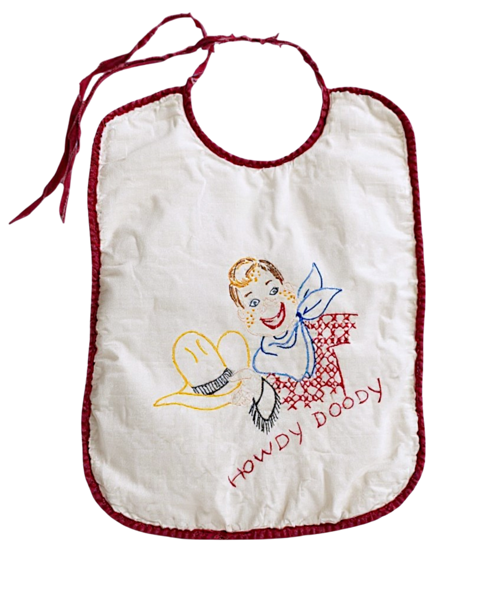 Howdy Doody Embroidered Bib | Infant Sz. OS | c. 1950s