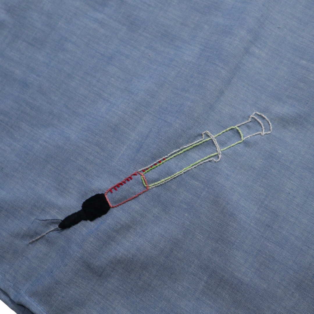 Hand-Embroidered Chambray Shirt | XL | c. 1970s