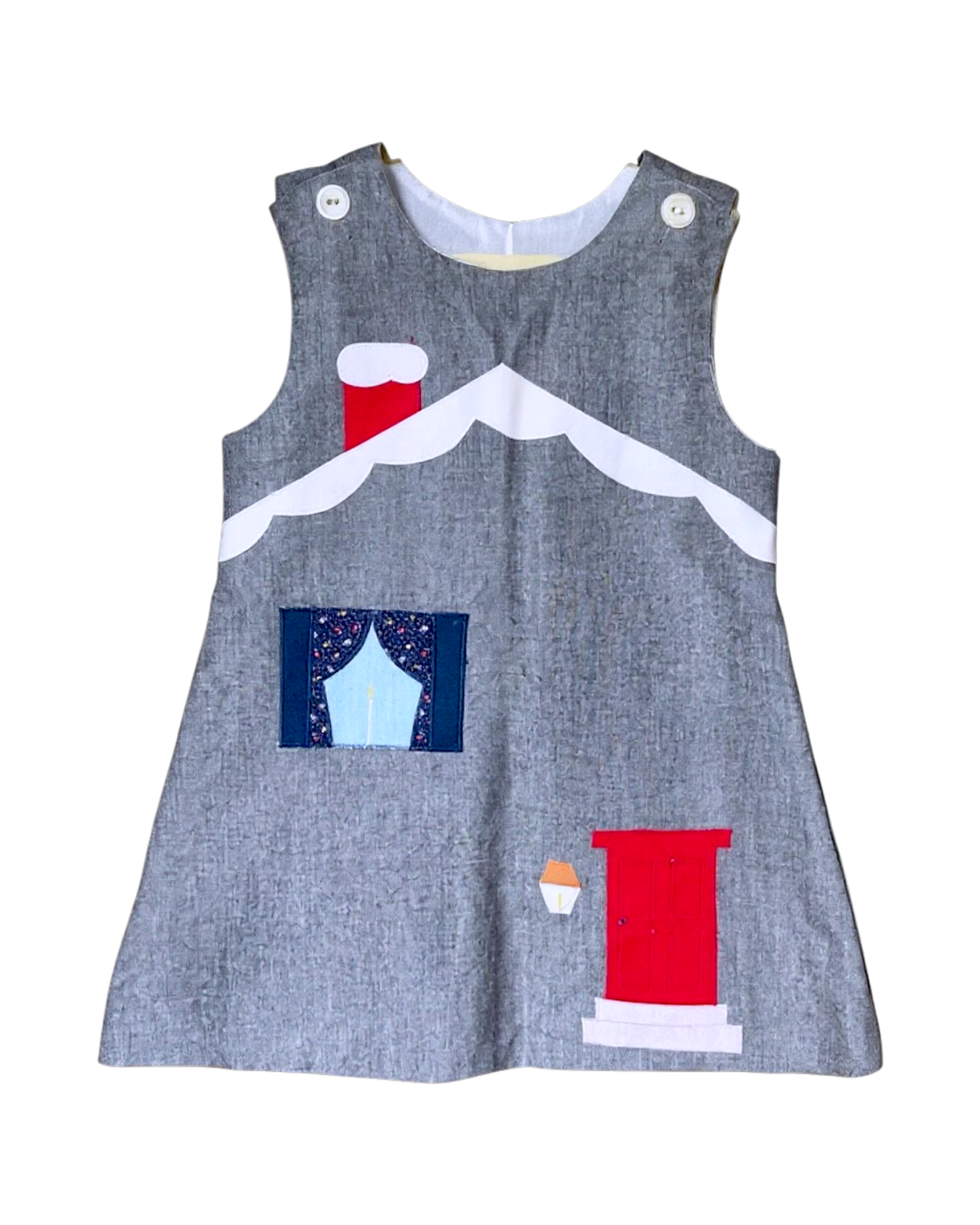 House Appliqué Shift Dress | Toddler Sz. 5T | c. 1980s