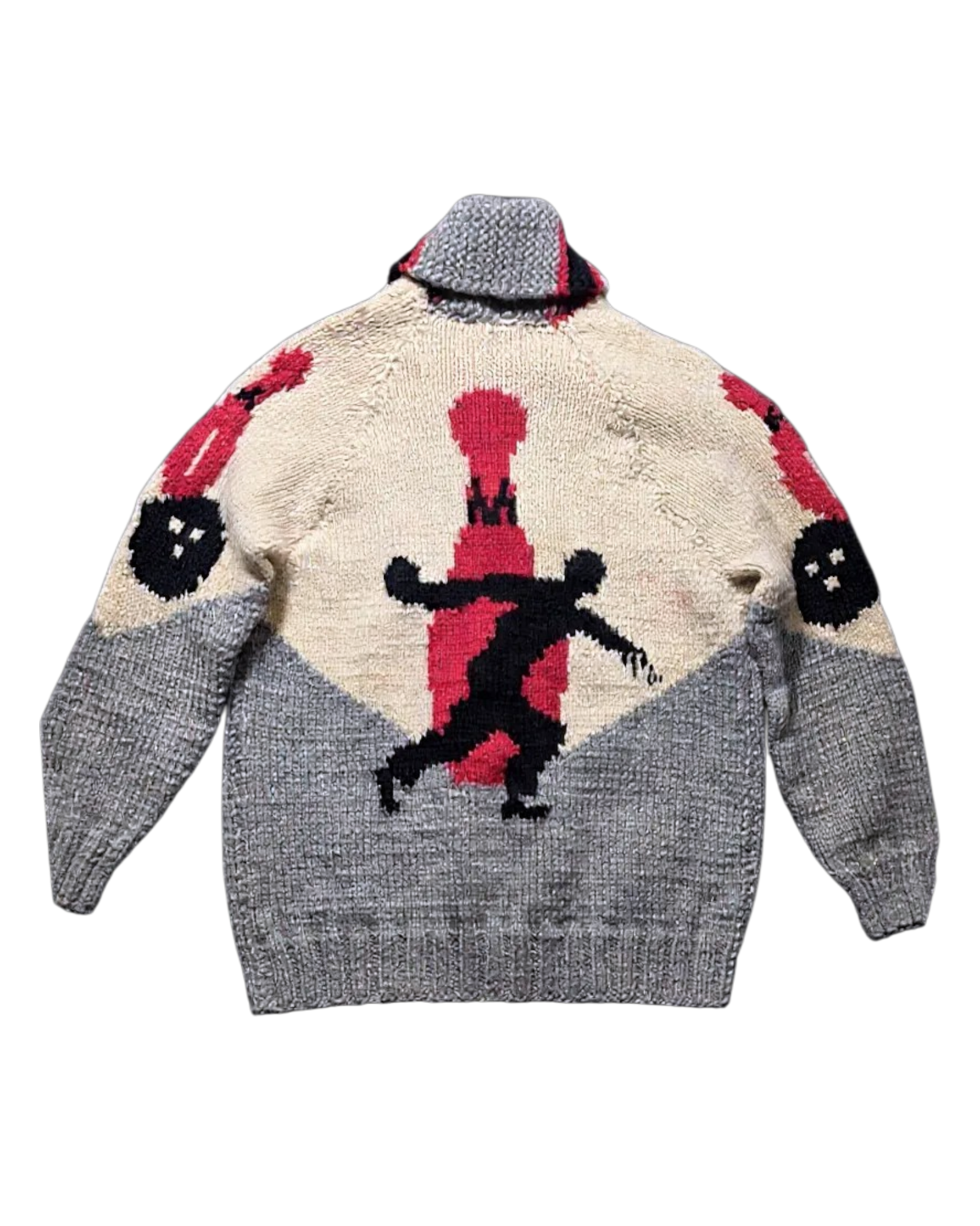 Bowling Graphic Cowichan-Style Sweater | Adult Sz. M | c. 1950s