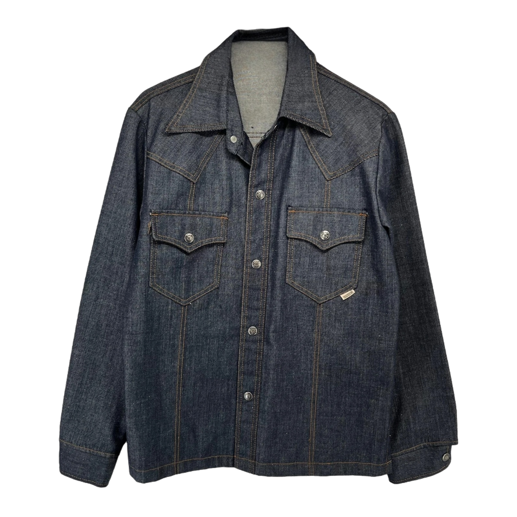 Embroidered Dark Denim Shirt | Adult Sz. XXS/XS | c. 1970s