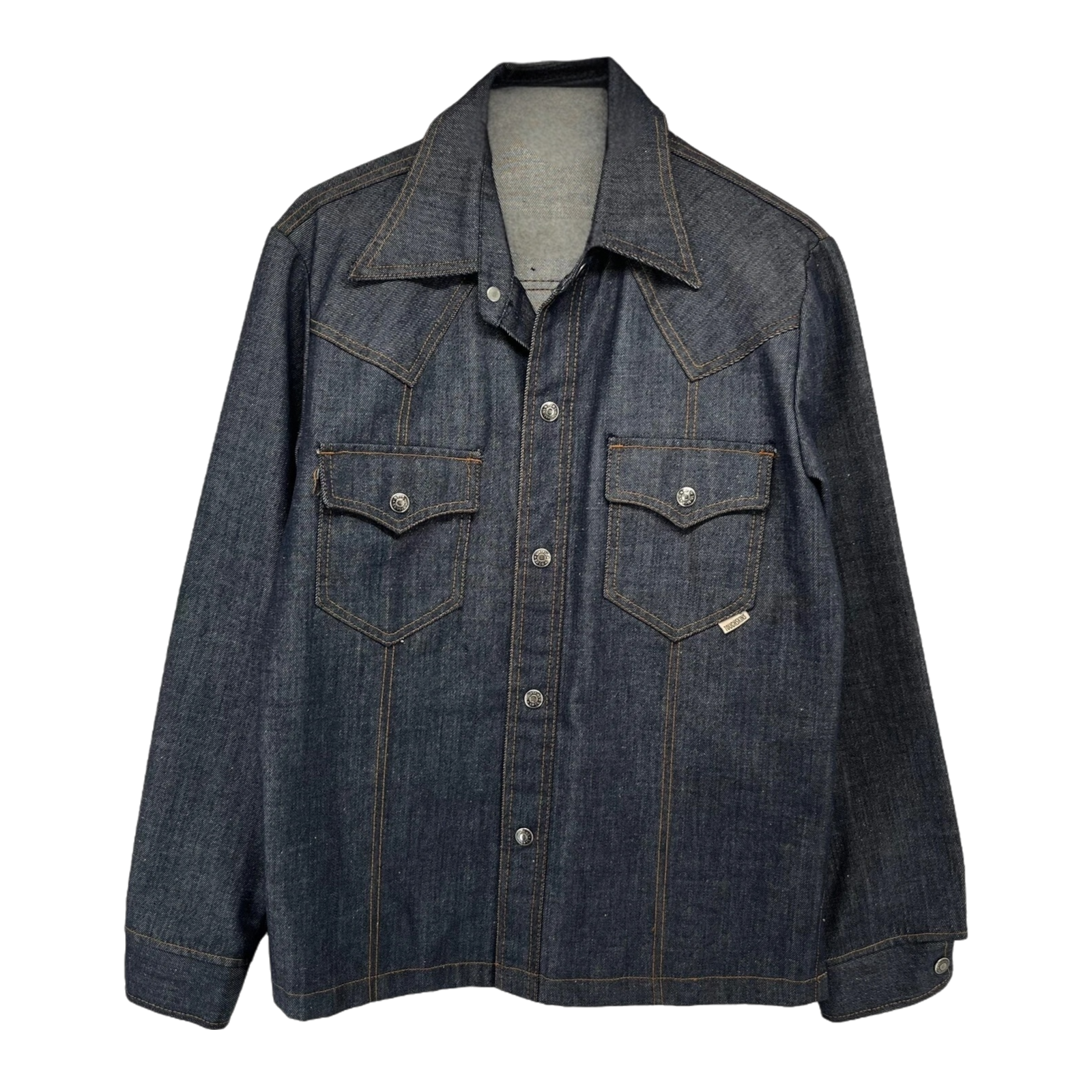 Embroidered Dark Denim Shirt | Adult Sz. XXS/XS | c. 1970s