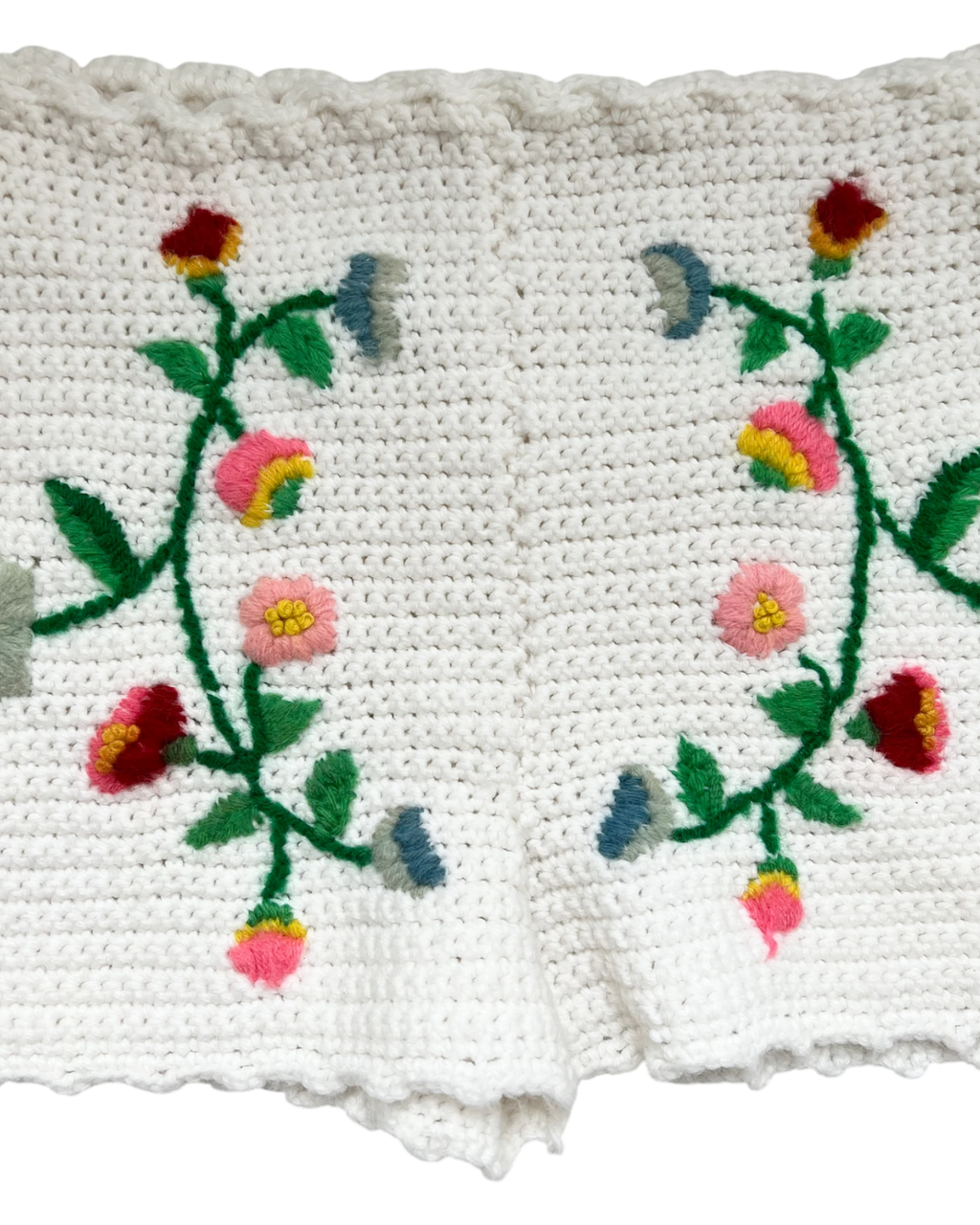 Embroidered Crochet Shorts | Sz. S | c. 1970s