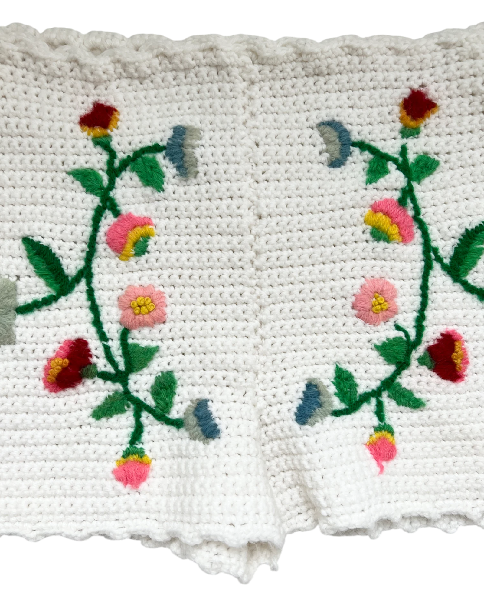 Embroidered Crochet Shorts | Sz. S | c. 1970s