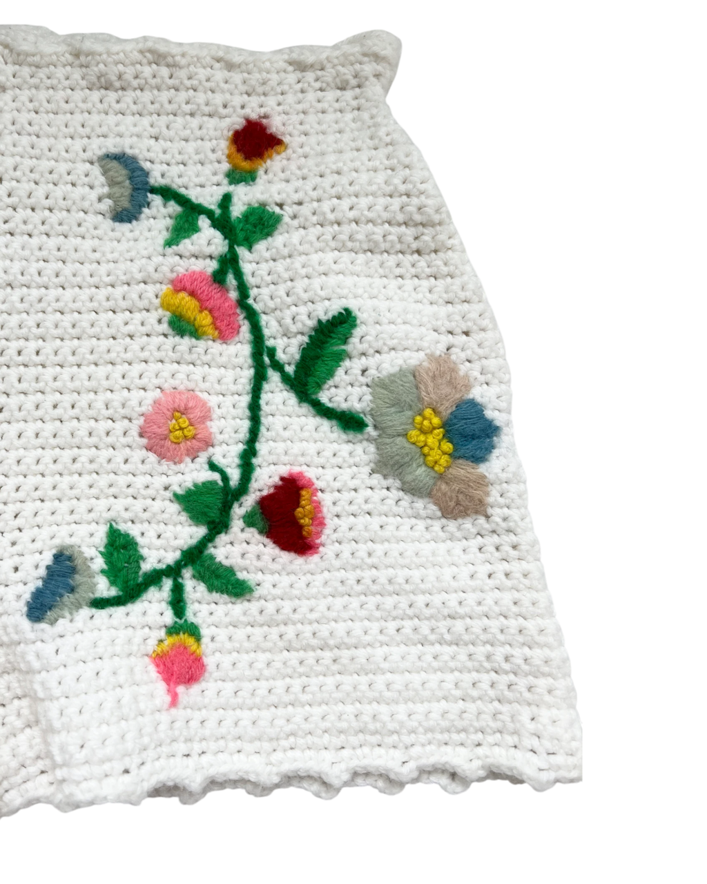 Embroidered Crochet Shorts | Sz. S | c. 1970s