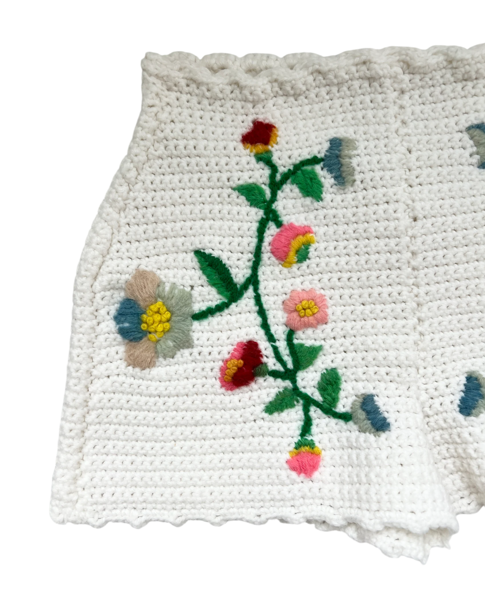 Embroidered Crochet Shorts | Sz. S | c. 1970s