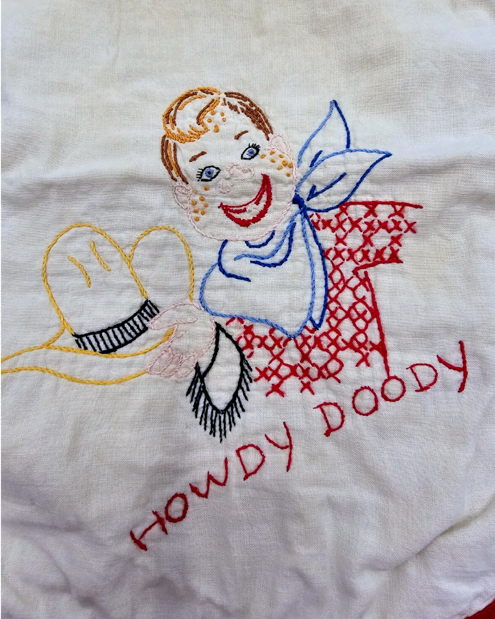 Howdy Doody Embroidered Bib | Infant Sz. OS | c. 1950s