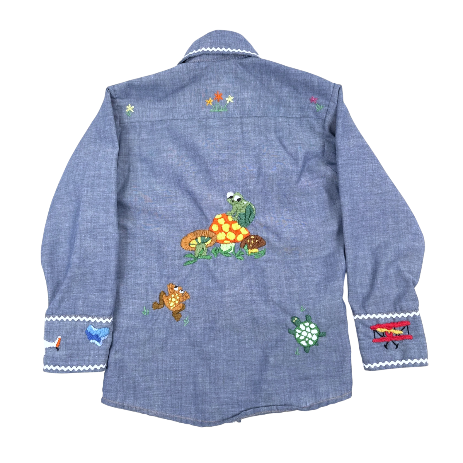 Embroidered Chambray Shirt | Youth Sz. 6 | c. 1970s
