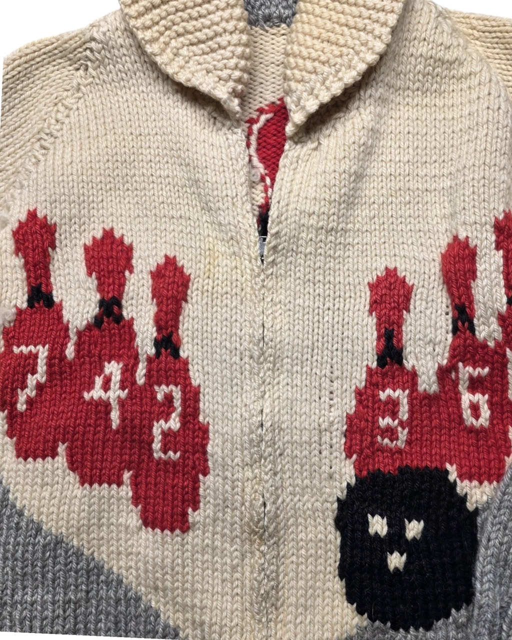 Bowling Graphic Cowichan-Style Sweater | Adult Sz. M | c. 1950s