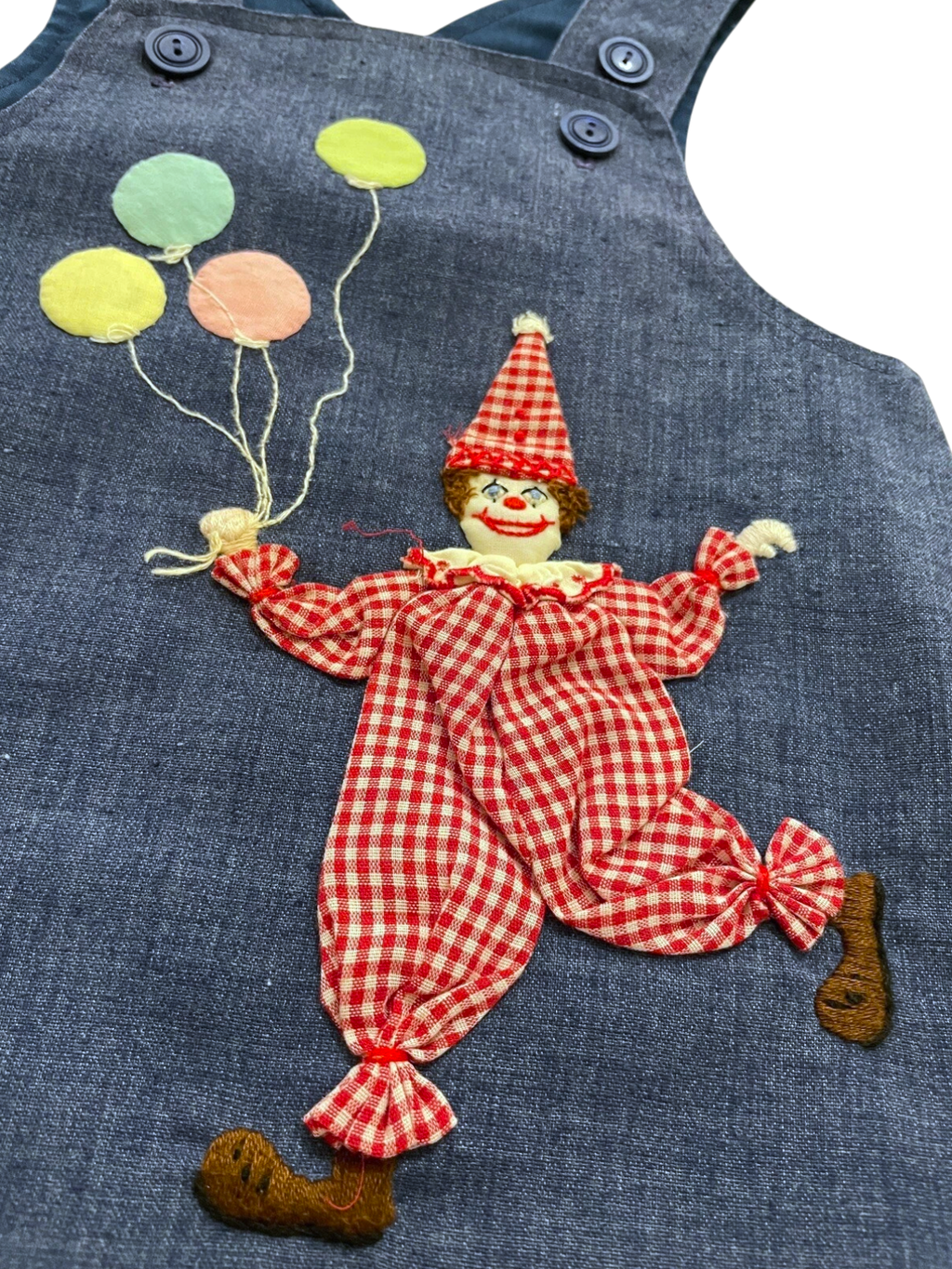 Clown & Balloons Jumper Dress | Infant Sz. 6–12M | c. 1970s