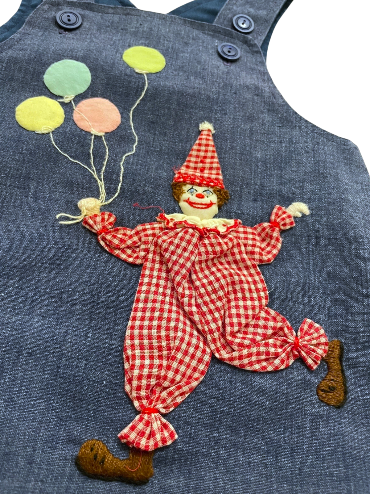 Clown & Balloons Jumper Dress | Infant Sz. 6–12M | c. 1970s