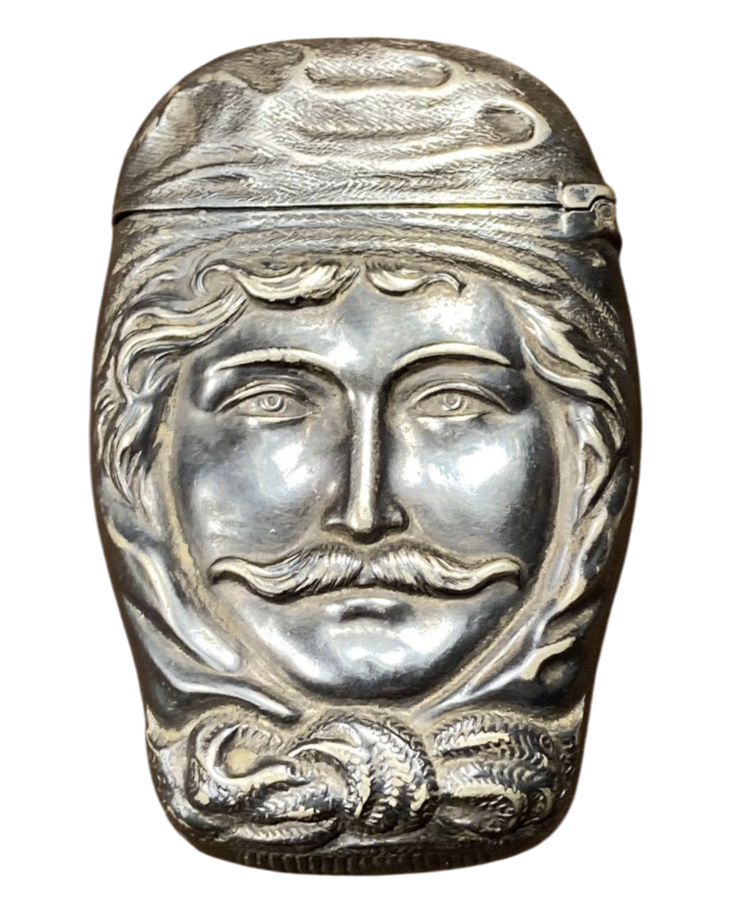 Sterling “Man with Mustache” Vesta Case | c. 1890-1910